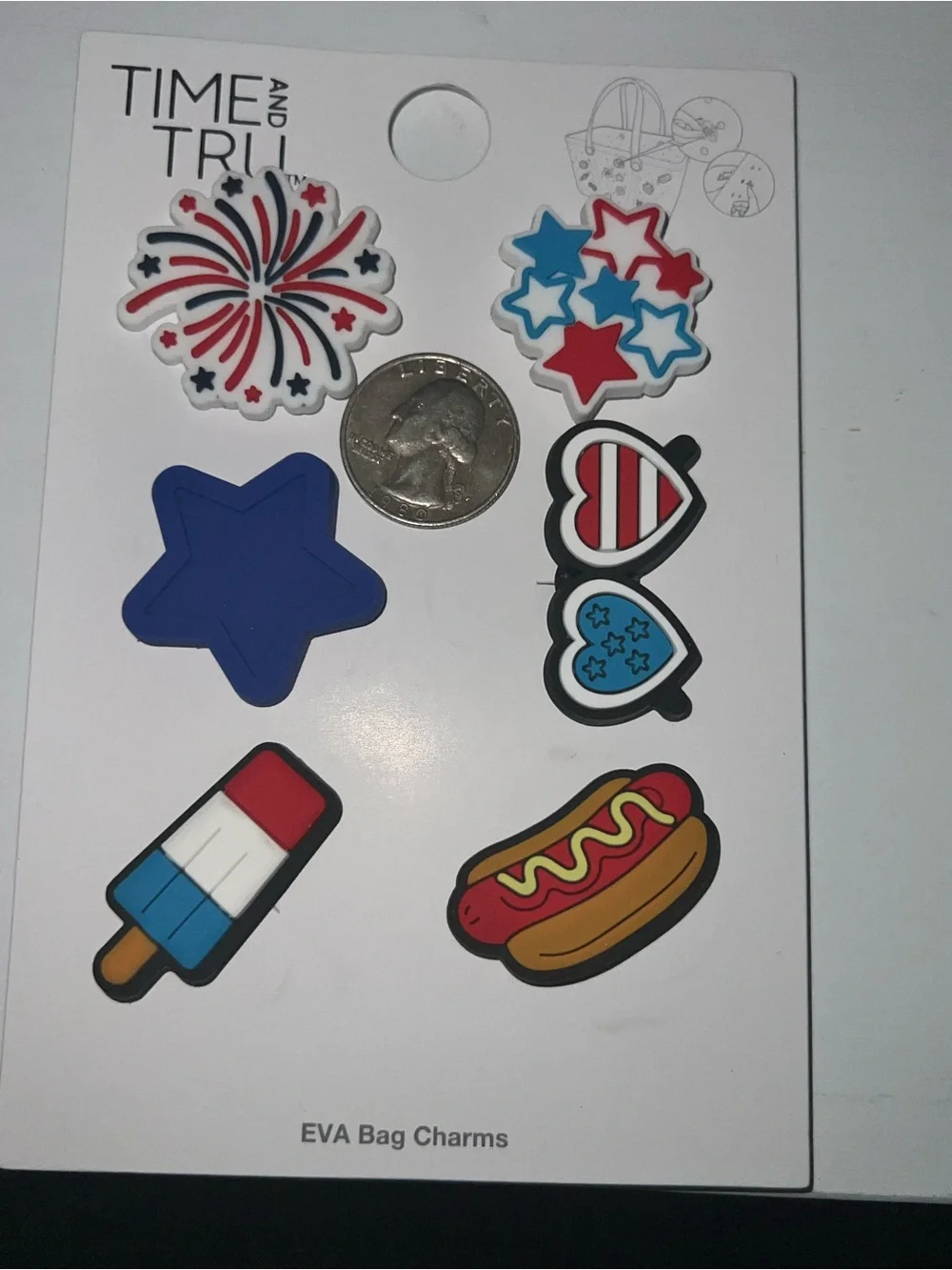Large Patriotic EVA Bag Charms – Red, White & Blue 🇺🇸